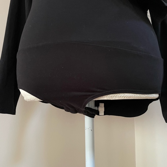 J. Crew Ruffle Front Wrap Black Long Sleeve Bodysuit, Size Medium - Picture 9 of 10